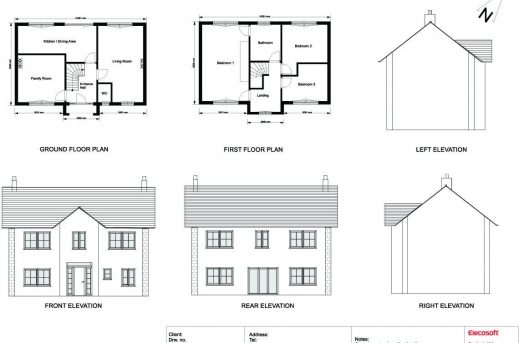 519x343 Various House Plan Elevation Drawings - Building Drawing Plan Elevation Section Pdf