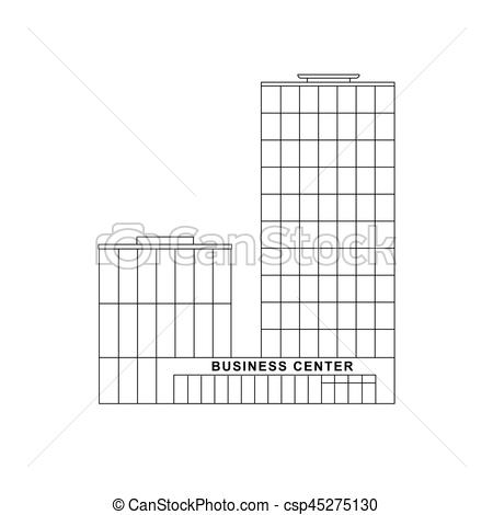 450x470 Business Building Line Drawing Vector Thin Illustration - Building Line Drawing