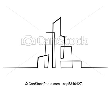 450x357 Continuous Line Drawing Building Cityscape Line Art Silhouette - Building Line Drawing