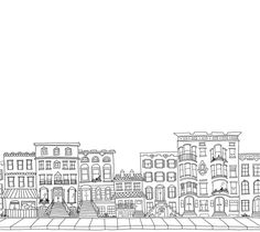 236x210 Drawings Of Buildings In A Row Simple Black And White Line - Building Line Drawing