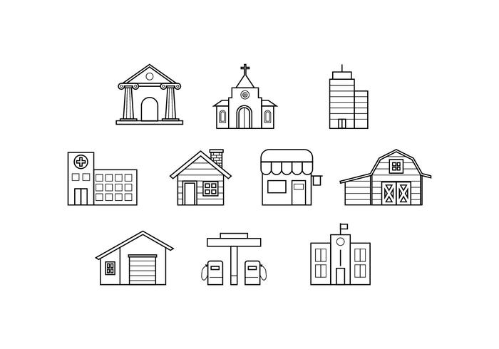 700x490 Free Buildings Line Icon Vector - Building Line Drawing