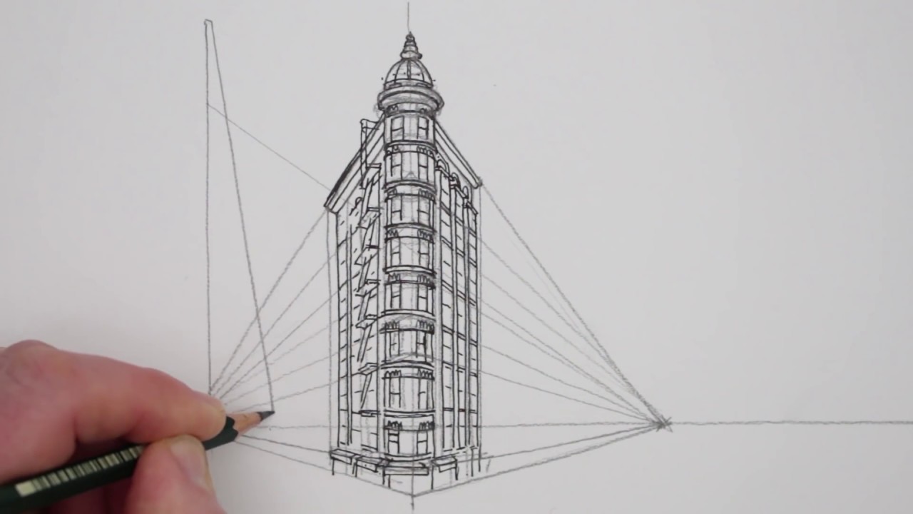 1280x720 How To Draw In Point Perspective Buildings San Francisco - Building Line Drawing
