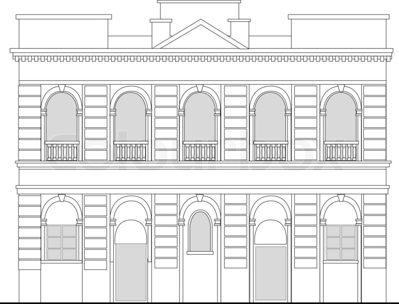 800x609 line drawing illustration of a heritage stock photo colourbox - Building Line Drawing
