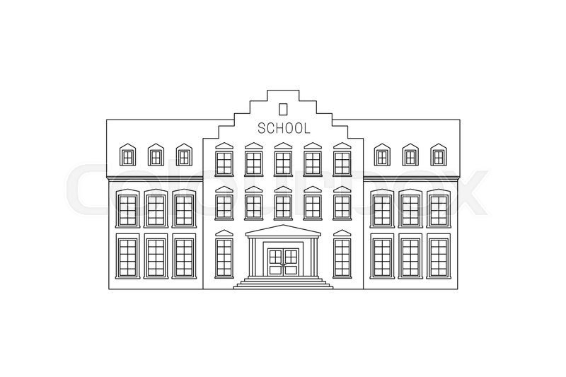 800x533 School Building Line Drawing Vector Stock Vector Colourbox - Building Line Drawing