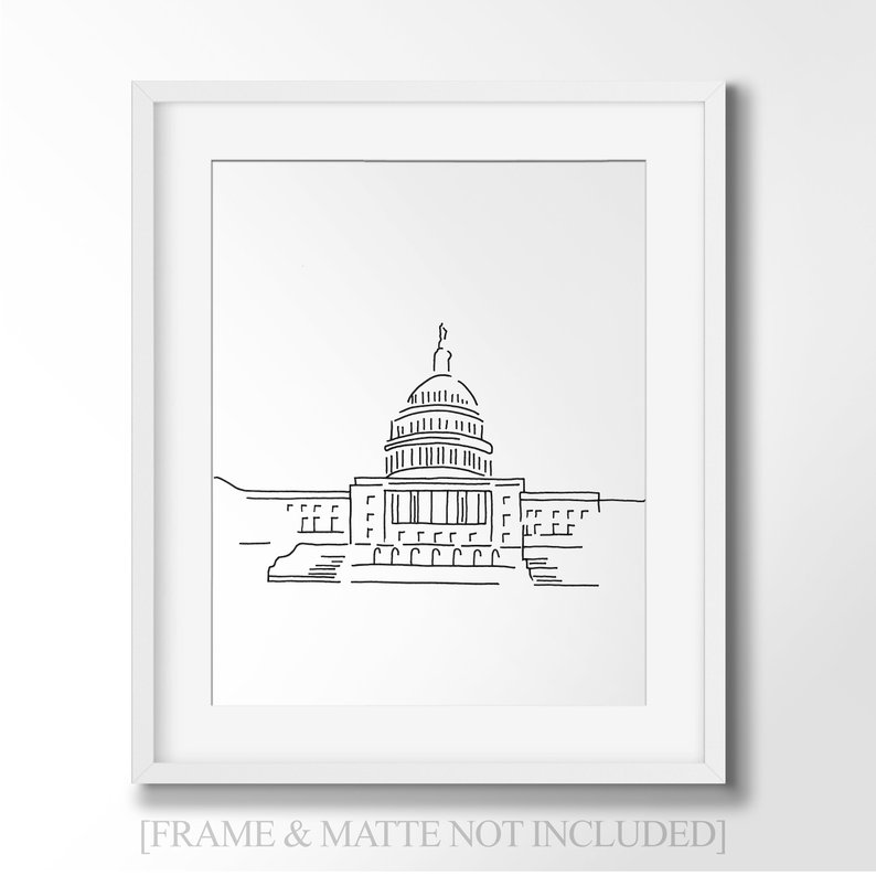 794x794 washington dc capitol building line art for travel lovers etsy - Building Line Drawing