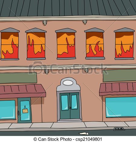 450x470 building on fire hand drawn cartoon building with flames in window - Building On Fire Drawing