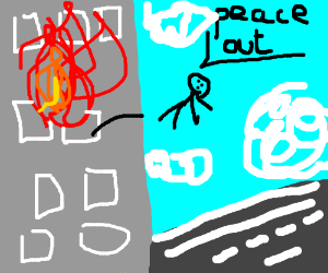 300x250 Man Jumping Out Of A Building On Fire Drawing - Building On Fire Drawing