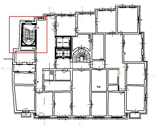 597x491 plan drawing of location of fire staircase building download - Building On Fire Drawing