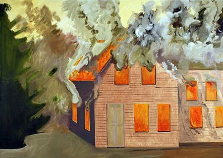 450x319 what's important lois dodd burning house, fire drawing, fire - Building On Fire Drawing
