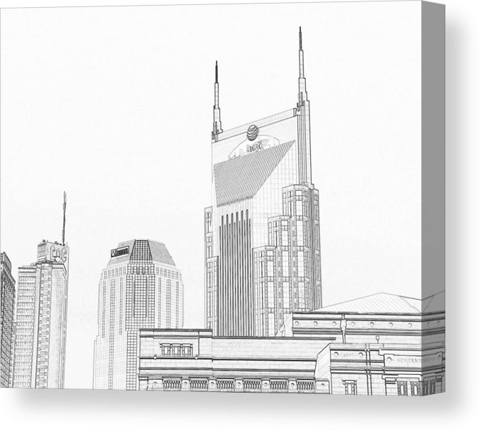 678x608 Nashville Skyline Sketch Batman Building Canvas Print Canvas Art - Building Skyline Drawing