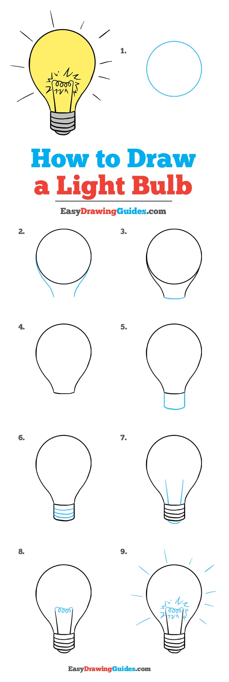 736x2186 How To Draw A Light Bulb - Bulb Drawing