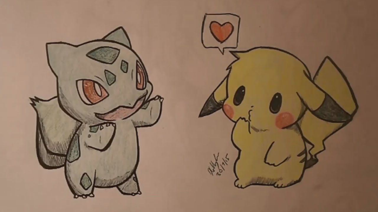 1280x720 Super Cute Bulbasaur And Pikachu - Bulbasaur Drawing