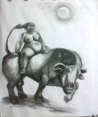 375x445 Bull Rider - Bull Drawing