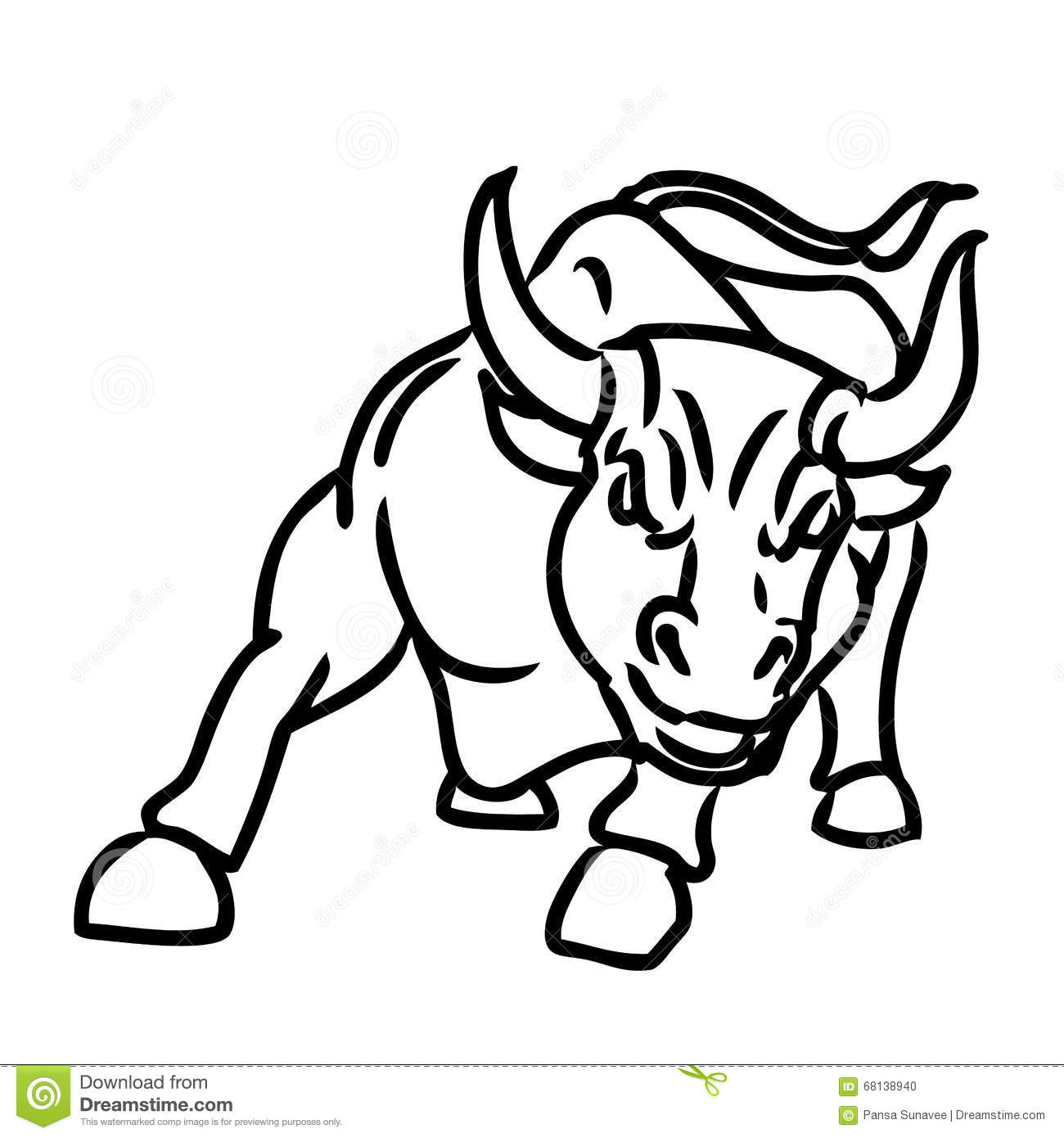 1300x1390 Charging Bull Drawing Image Group - Bull Drawing