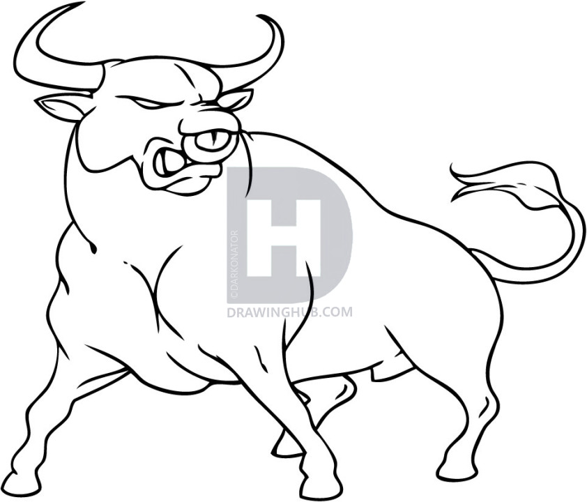 842x720 How To Draw A Bull, Step - Bull Drawing