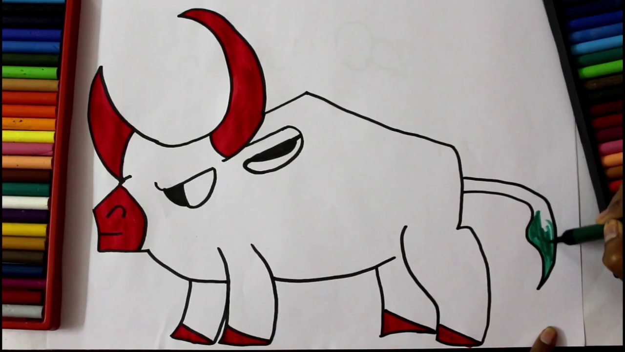 1280x720 Drawing A Bull Step - Bull Drawing For Kids