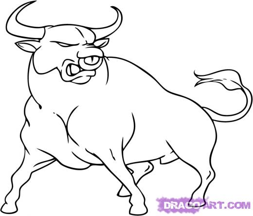 520x444 Step How To Draw A Cartoon Bull - Bull Drawing For Kids