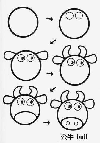 336x480 Draw Bull Cartoon Tutorial Step - Bull Drawing For Kids