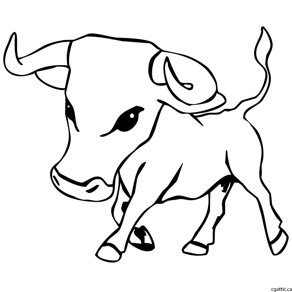 1000x1000 Cartoon Bull Drawing In Steps With Photoshop - Bull Drawing Pictures