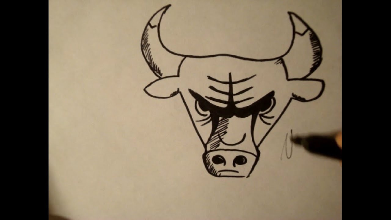 1280x720 How To Draw Chicago Bull Logocowstep - Bull Face Drawing
