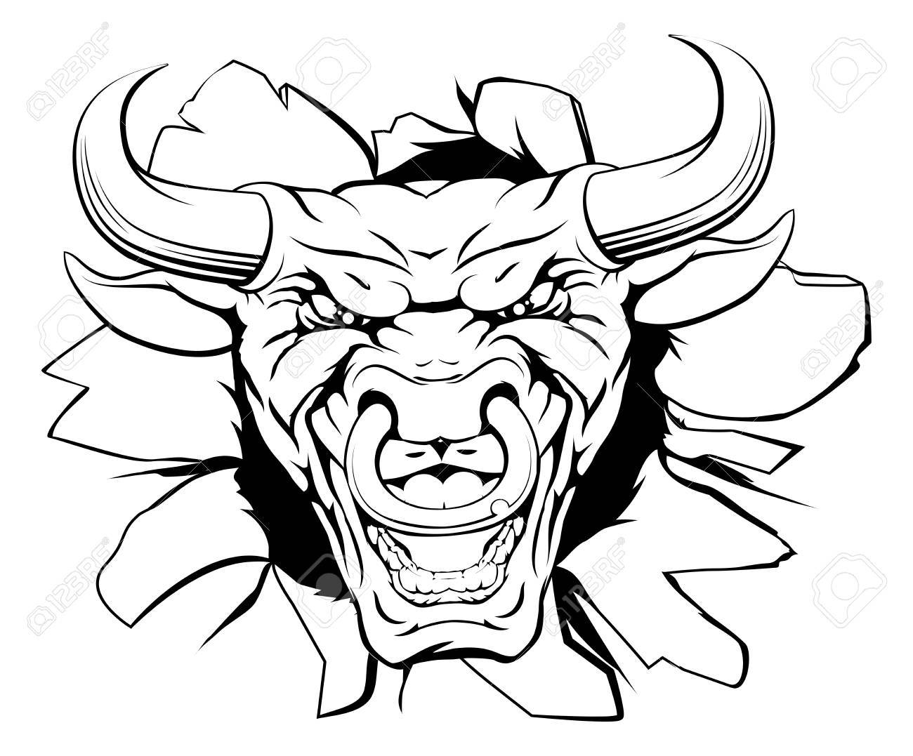 1300x1077 Huge Collection Of 'mean Bull Drawing' Download More Than - Bull Face Drawing