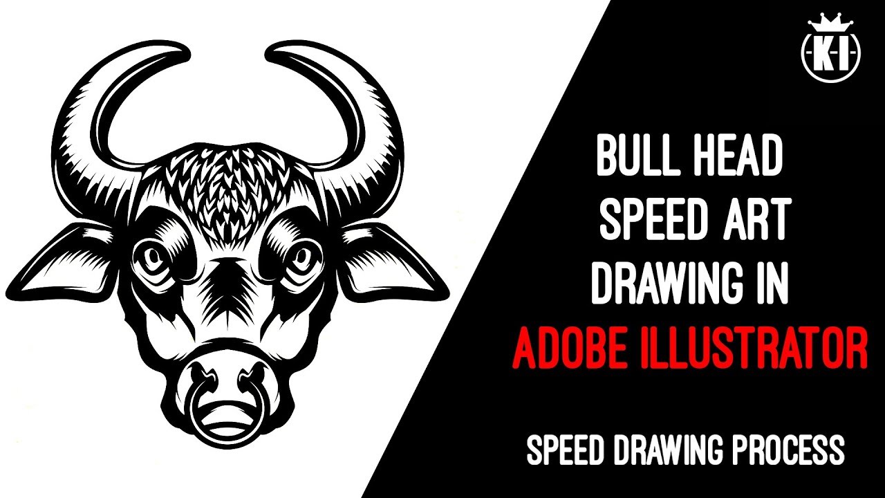 1280x720 bull head speed art drawing in adobe illustrator - Bull Head Drawing