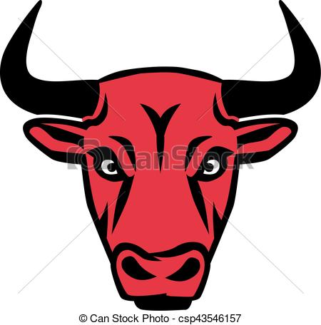 450x456 red bull head clipart vector - Bull Head Drawing