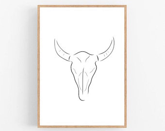 340x270 Cow Line Drawing Etsy - Bull Line Drawing