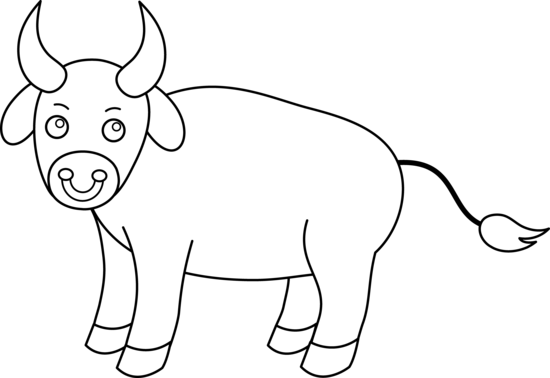 550x378 Cute Bull Line Art - Bull Line Drawing