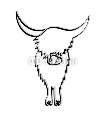 346x400 Minimalistic Continuous One Line Drawing Of A Highland Cow Vector - Bull Line Drawing