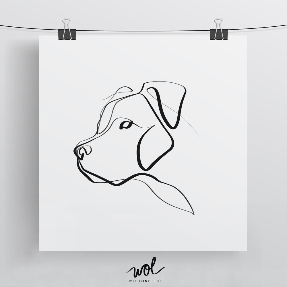 1000x1000 Pit Bull Art Print, One Line Drawing, Minimal Abstract Art, Custom - Bull Line Drawing