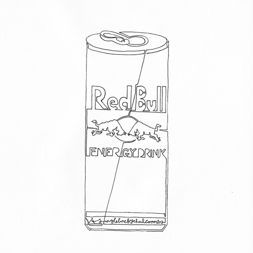 500x500 A Single Line Drawing Of A Red Bull Energy Drink Can - Bull Line Drawing
