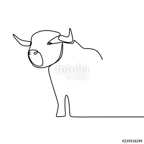 500x500 One Line Drawing Of A Bull Minimalist Continuous Drawing Style - Bull Line Drawing