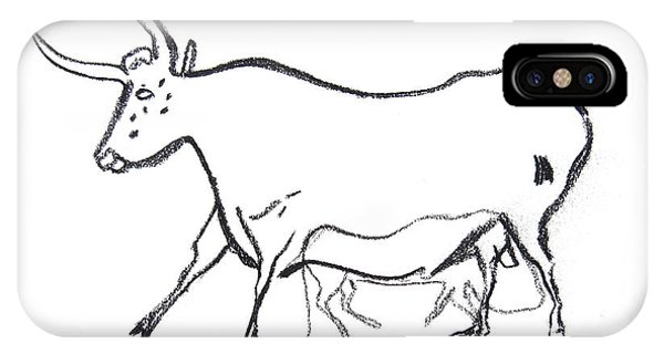 600x320 Bull Line Drawing Iphone X Case For Sale - Bull Line Drawing