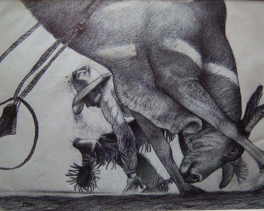 900x722 Bull Riders Crease Drawing - Bull Riding Drawing