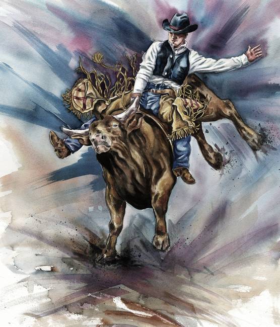 556x650 Bull Riding Drawing At Com Free For Personal Use On Realistic - Bull Riding Drawing