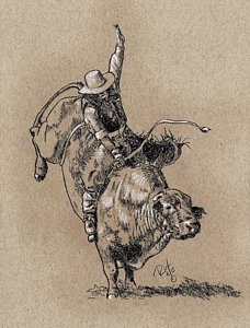 228x300 Bull Riding Drawings Fine Art America - Bull Riding Drawing