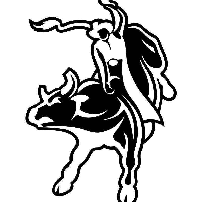 800x800 Bullriding Cowboy Vinyl Sticker - Bull Riding Drawing