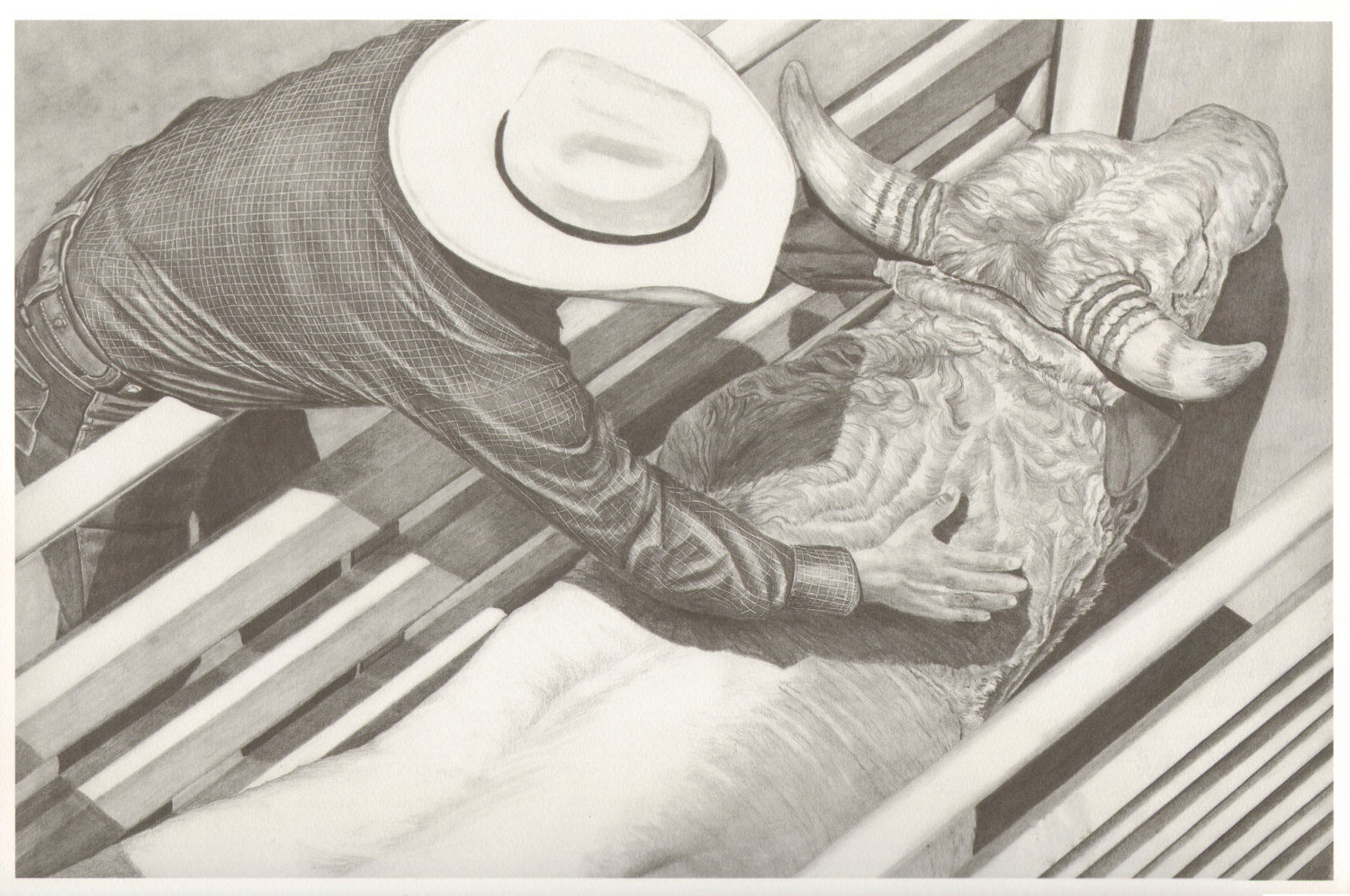 1500x996 Calming Cowboy Pencil Drawing Was Illustrated - Bull Riding Drawing