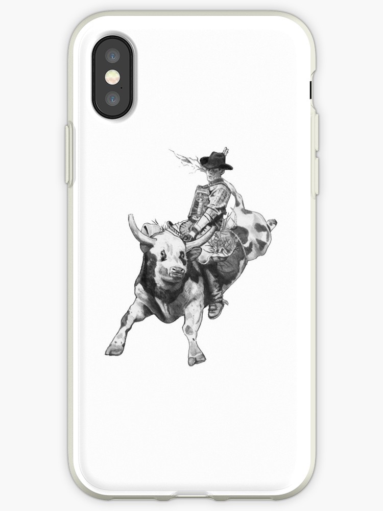 750x1000 Cowboy Riding A Bull, Rodeo, Pencil Drawing, Eight Seconds Iphone - Bull Riding Drawing