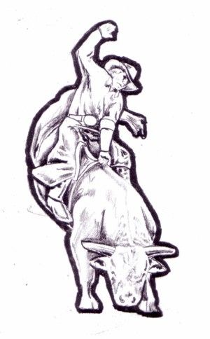 300x484 rodeo bull rider drawing, front view printables bull riders - Bull Riding Drawing