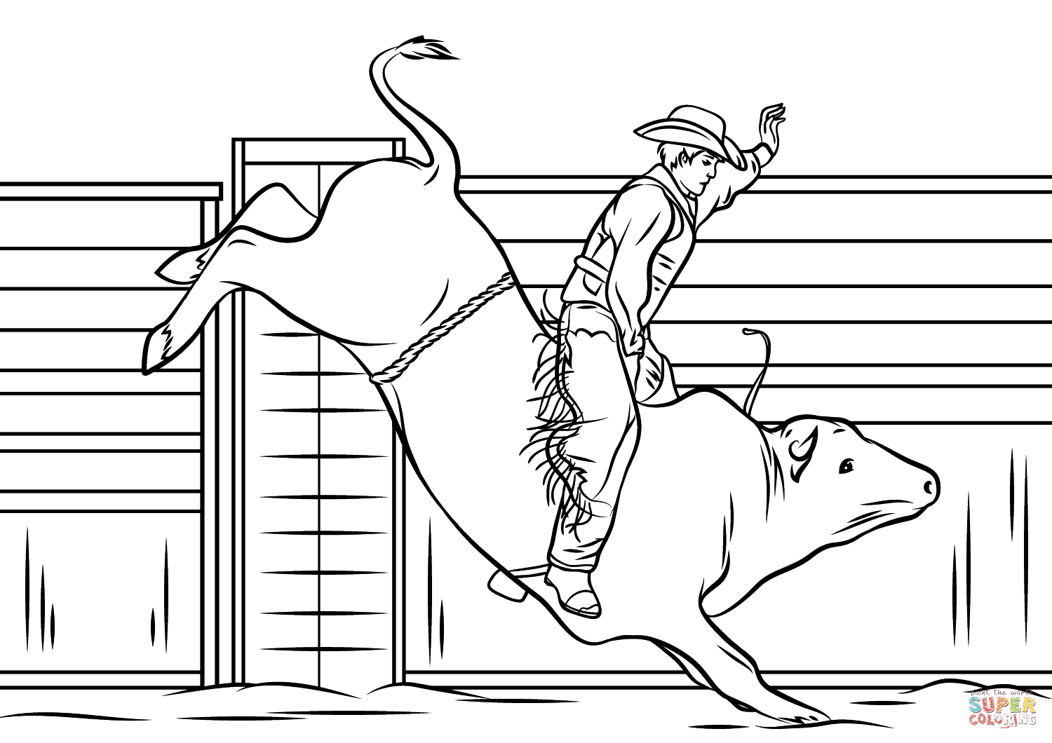 1500x1060 Unusual Rodeo Coloring Pages Rare Cowboy Riding A Bull - Bull Riding Drawing