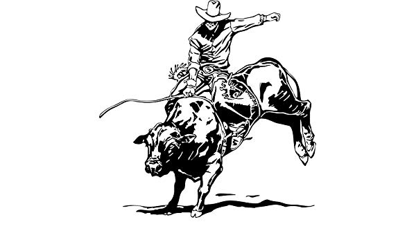 600x350 Bull Riding Decal - Bull Riding Drawing