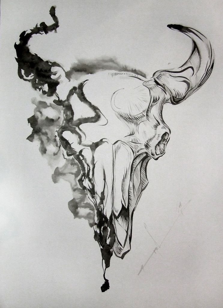 743x1024 Bull Skull Drawings - Bull Skull Drawing