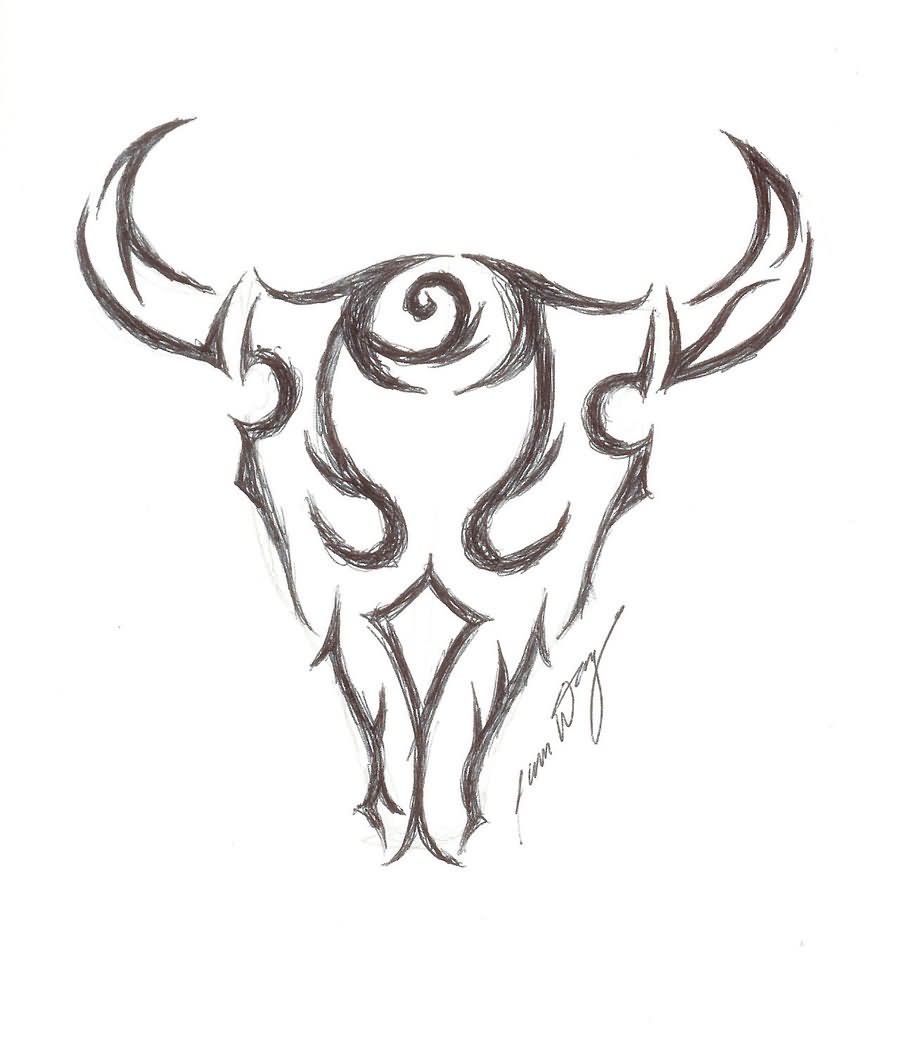 900x1050 Bull Skull Tattoo Drawing - Bull Skull Drawing