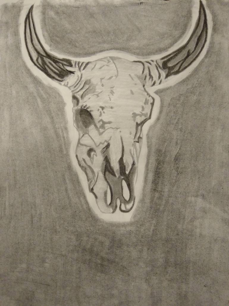 770x1027 Charcoal Bull Skull Drawing - Bull Skull Drawing