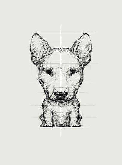 408x550 Bull Terrier Pencil Drawing Posters - Bull Terrier Drawing