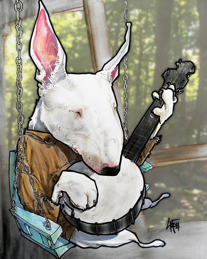 720x900 Deliverance Bull Terrier Caricature Art Print Drawing - Bull Terrier Drawing