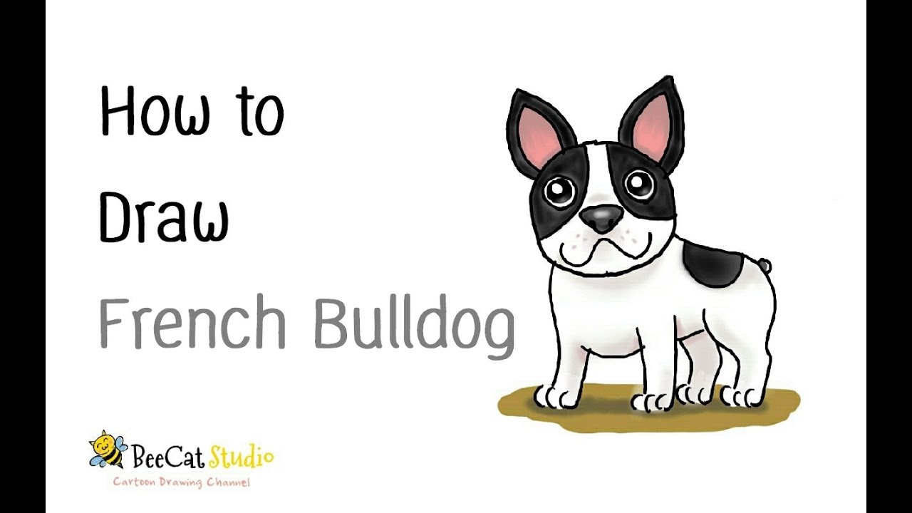 1280x720 How To Draw A Cartoon French Bulldog Draw Animal - Bulldog Cartoon Drawing