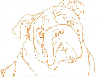340x270 Bulldog Drawing Etsy - Bulldog Drawing